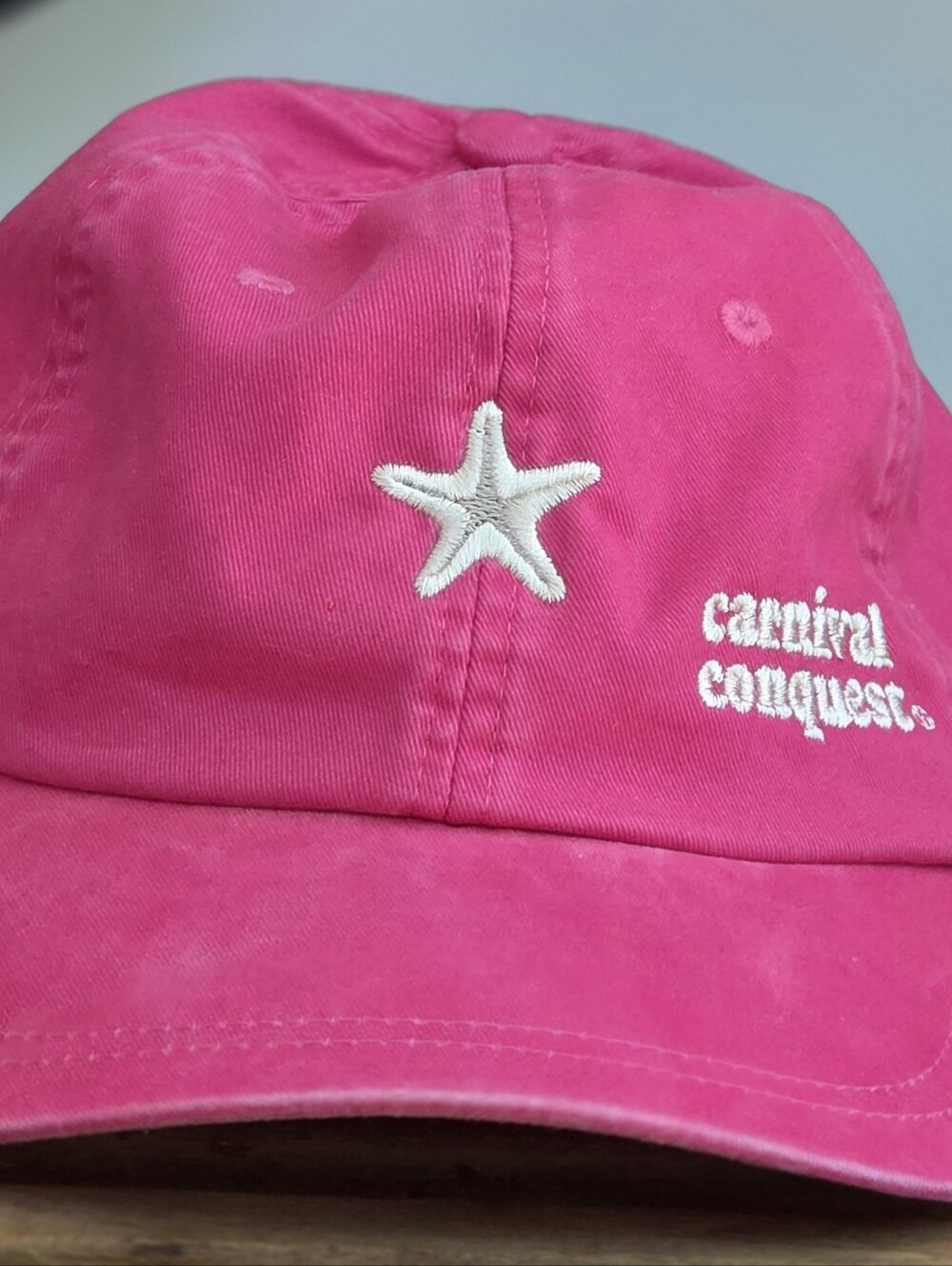 Kate Lord Carnival Conquest Pink Hat Ladies Cut Embroidered Starfish Baseball Ca